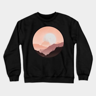 Landscape moon and mountain Crewneck Sweatshirt